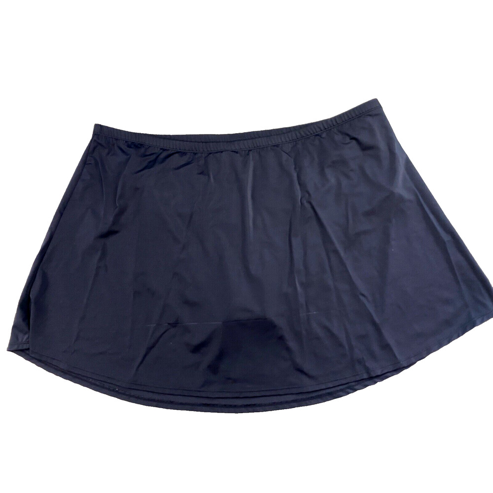 Swimsuits For All Swim Bottoms Womens Plus 32 Solid Black Skirted Lined‎ Skort